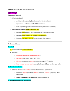 Android Development Lecture Notes