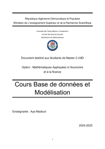 Cours Bases de données et Modélisation Master 2