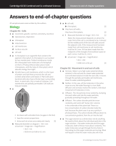 IGCSE Combined Science Biology Answers