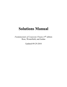 Solutions Manual: Corporate Finance 9th Edition