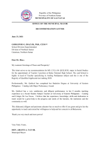 Recommendation Letter for Teacher Position