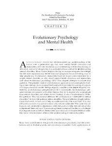 Evolutionary Psychology & Mental Health Chapter