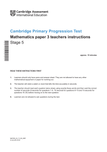 Cambridge Primary Math Test Instructions Stage 5