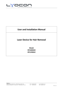 Laser Hair Removal Device User & Installation Manual