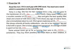 Fill in the Blanks Exercise: Dog Story