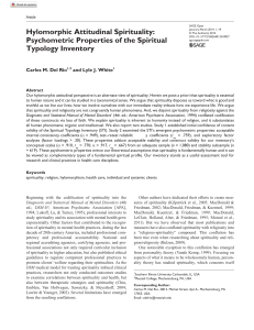 Hylomorphic Attitudinal Spirituality: Psychometric Properties