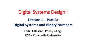 Digital Systems Design I: Binary Numbers