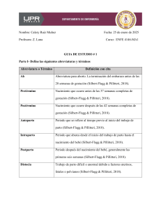 Guía de Estudio de Enfermería: Términos Obstétricos y Pruebas