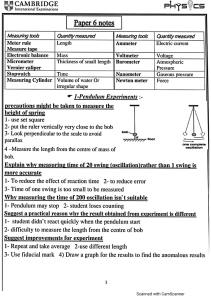 Physics Notes: Measurement Tools & Pendulum Experiments