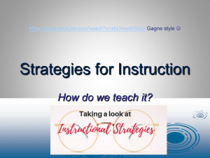 Instructional Strategies: Gagne's Nine Events