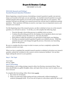 Research Question Worksheet: Privacy Rights