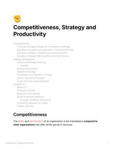 Competitiveness, Strategy, Productivity Lecture Notes