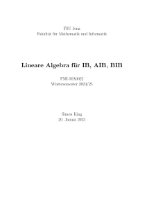 Lineare Algebra Skript FSU Jena