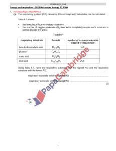 Biology Exam Paper: Energy & Respiration