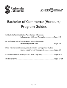 Bachelor of Commerce Program Guide