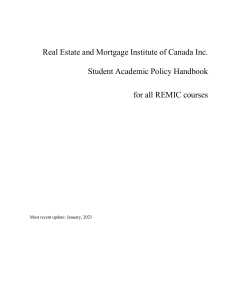 REMIC Student Academic Policy Handbook