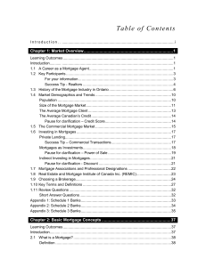 Mortgage Concepts Table of Contents