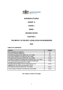 Business Studies Grade 12 Legislation Notes