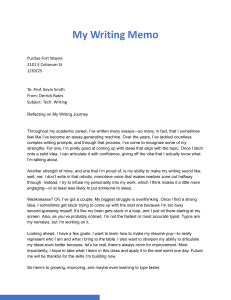 Writing Memo: Self-Reflection on Technical Writing Skills