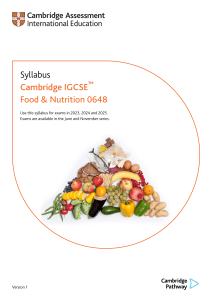 Cambridge IGCSE Food & Nutrition Syllabus 2023-2025