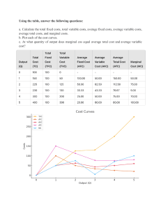 Cost Calculation Worksheet