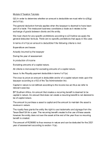 Taxation Tutorial: Deductibility & Capital Expenditure