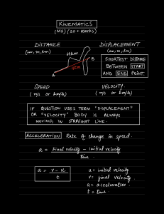 Kinematics Notes: Distance, Displacement, Speed, Acceleration