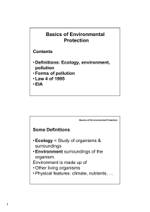 Basics of Environmental Protection: Ecology & Pollution