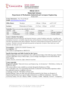 MIAE 221 S Materials Science Course Outline