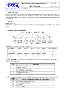 H.P.P Project Document Numbering Procedure