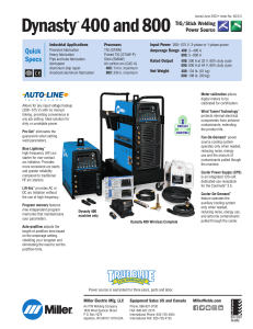 Dynasty 400 & 800 Welding Power Source Specs