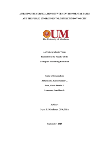 Environmental Taxes & Public Mindset in Davao City