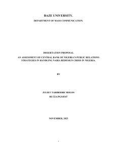 CBN Naira Redesign PR Strategies Dissertation Proposal