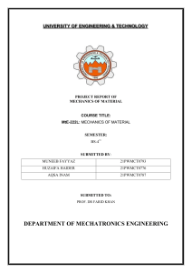 Mechanics of Material Project Report: Beam Load Cell Weight Machine