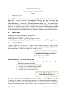 Two-way ANOVA Lesson: Analysis of Variance