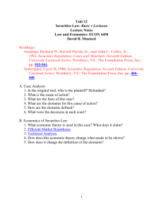 Securities Law: Basic v Levinson Lecture Notes