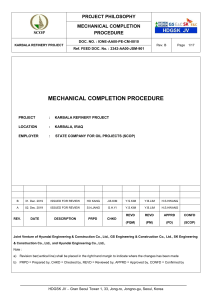 Karbala Refinery Mechanical Completion Procedure