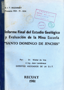 Informe Geológico Mina Santo Domingo de Jinchis