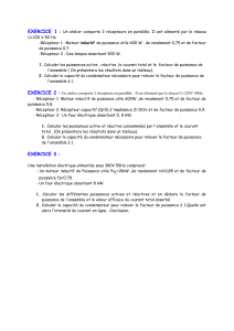 Exercices d'électrotechnique: Puissance, courant, facteur de puissance