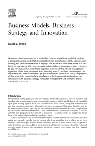 Business Models, Strategy, and Innovation