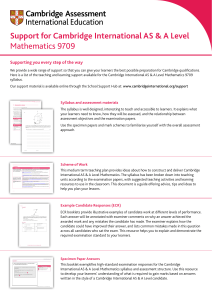 Cambridge AS & A Level Mathematics 9709 Support