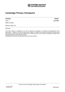 Cambridge Primary Science Checkpoint Mark Scheme 2020