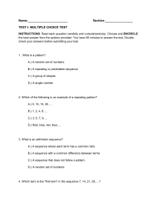 Math Test: Patterns & Arithmetic Sequences