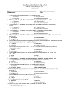 Reading & Writing Skills Worksheet: Text Properties & Mechanics