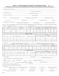 ASME Pressure Vessel Data Report Form U-1