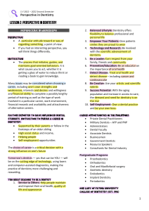 Perspective in Dentistry: Career & Motivation