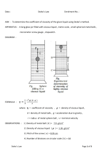 Stoke's Law Viscosity Lab Manual