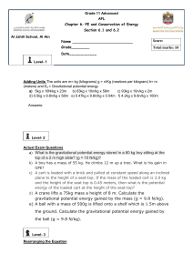 Potential & Kinetic Energy Worksheet: Grade 11 Physics