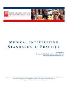 Medical Interpreting Standards of Practice