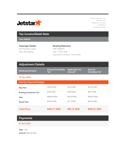 Jetstar Tax Invoice: Flight Booking Details